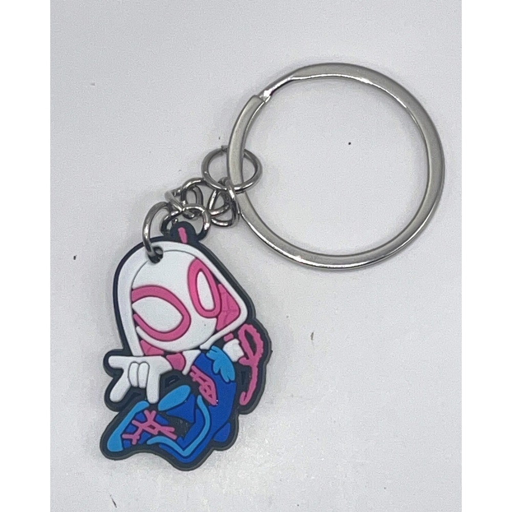 Marvel Spider-Gwen Ghost-Spider Rubber Keychain Superhero Accessory White Pink